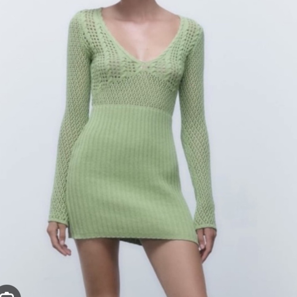 Zara green knit dress